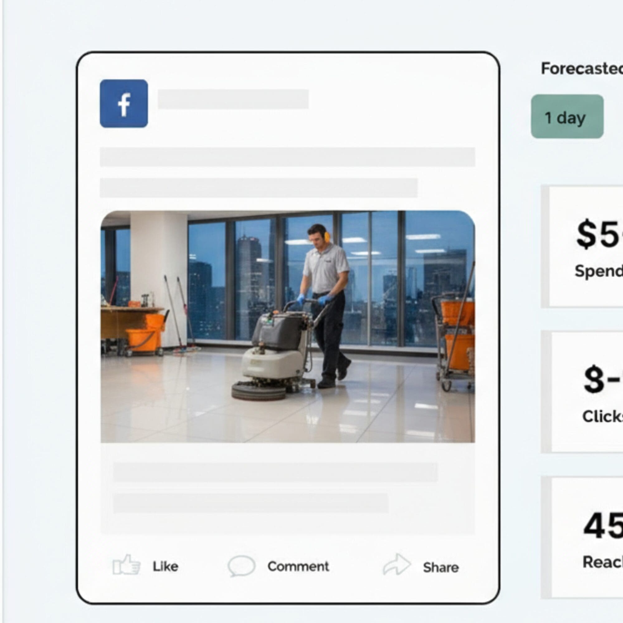 CleaningOS AI Ad Manager UI Mockup